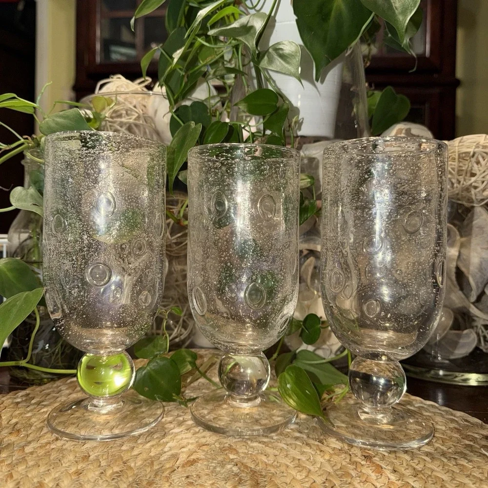 Southern Living Bella Luna Water Goblets/Glasses Bubble Glass 7.25